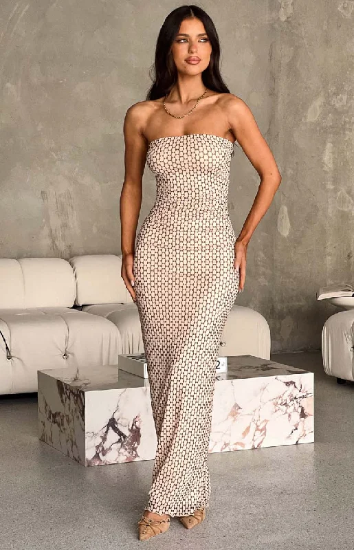 Affordable stylish women’s fashion collection   Imogen Beige Print Maxi Dress