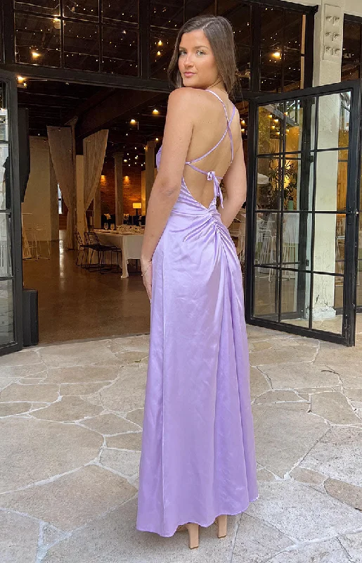 Effortlessly chic fashion for today’s woman   Blaise Lilac Satin Maxi Dress