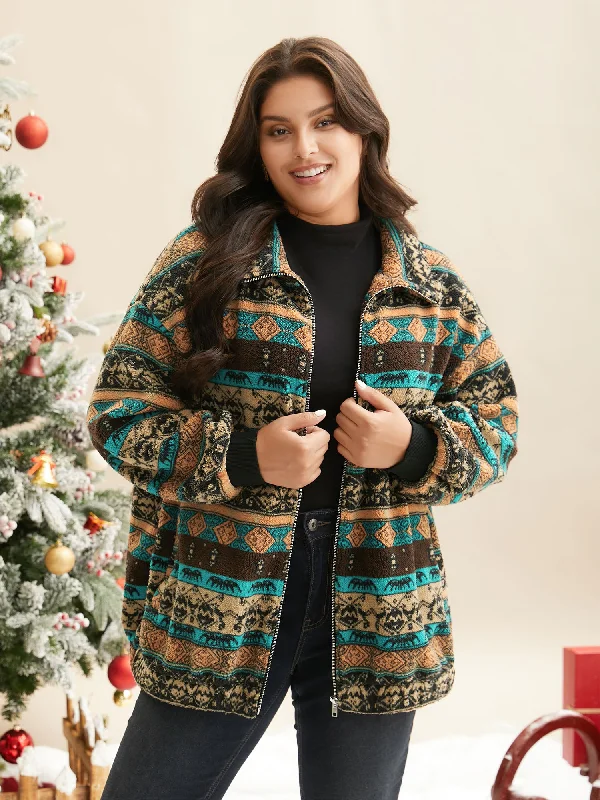 Holiday Zipper Collared Jacket