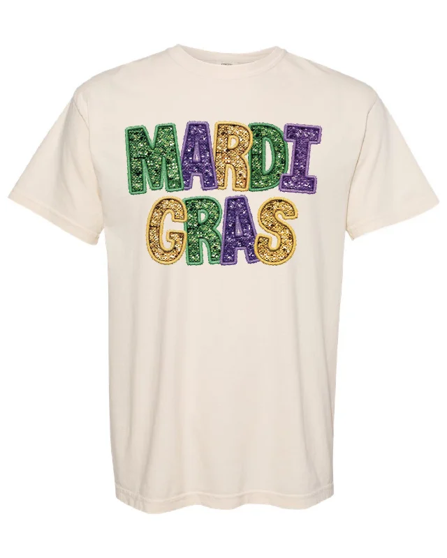 Mardi Gras Glitter Letters Tee