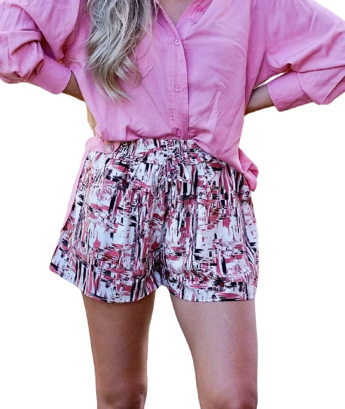 Stroke Of Style Silk Shorts In Pink