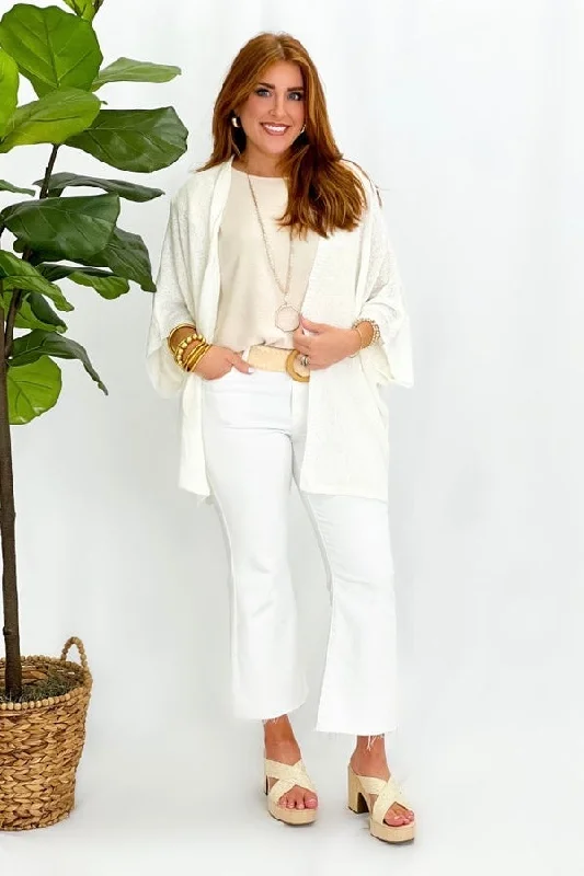 White Dolman Short Sleeve Cardigan