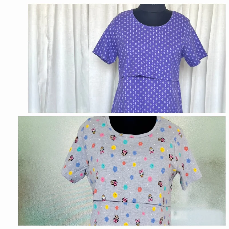 Maternity kur-tee pack of 2( lavender flower / Grey Flower ) combo