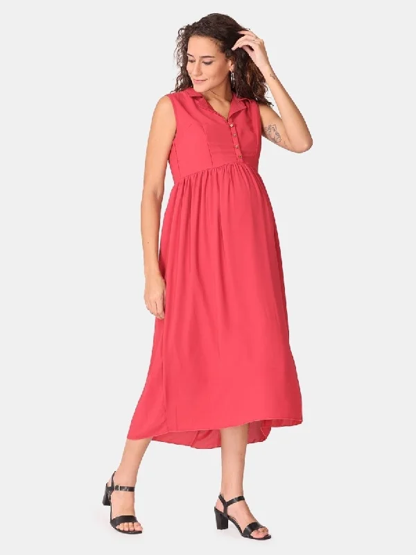 Red Cosmos Maternity and Nursing Dress