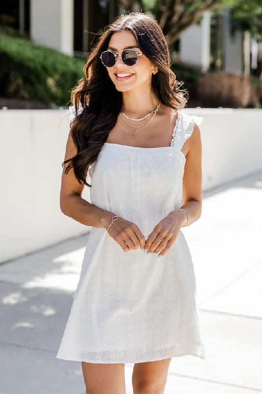 Always On My Mind White Eyelet Mini Dress FINAL SALE