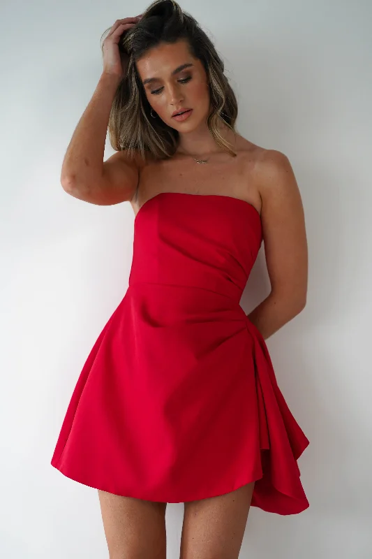 Quinta Strapless Mini Dress | Red