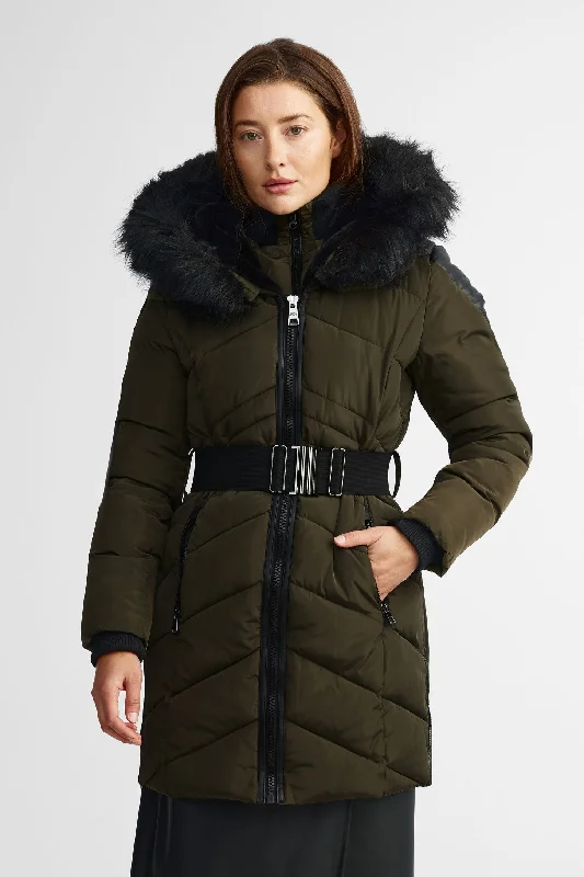 Manteau d'hiver capuchon fourrure - Femme